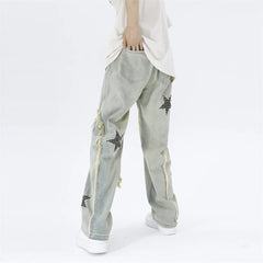 Men Baggy Washed Trousers Streetwear Hip Hop Loose Wide Leg