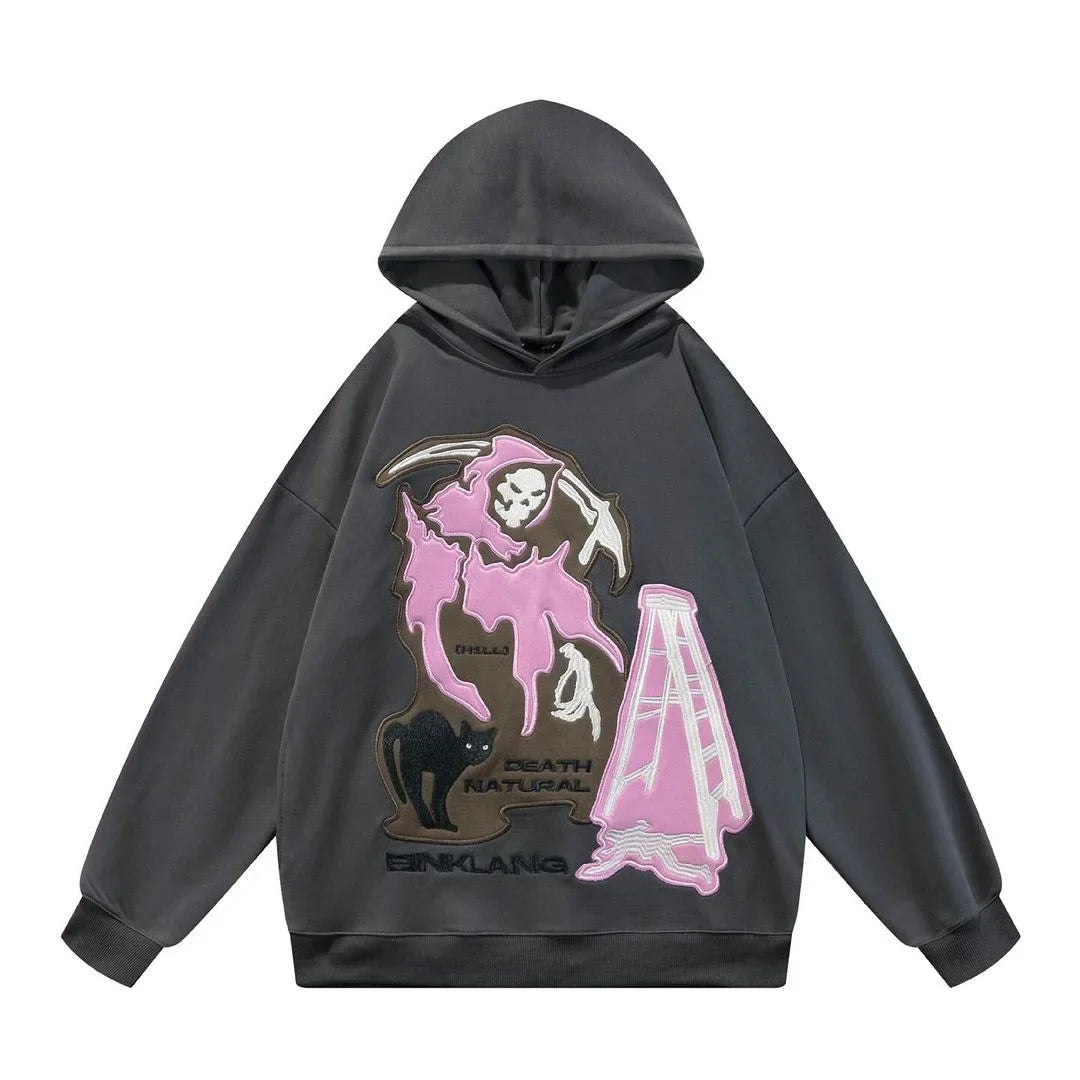 Y2k Women Fleece Hoodies Vintage Pullover Printed Hip Hop Gothic Oversize