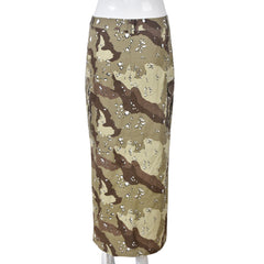 Maxi Camo Side Split Skirt