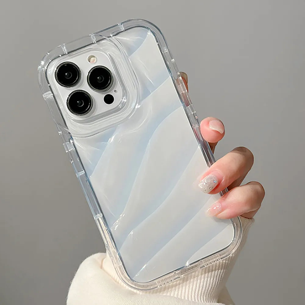 Laser Water Wave Ripple Case For iPhone Fundas Clear Hologram Shockproof Soft Cover