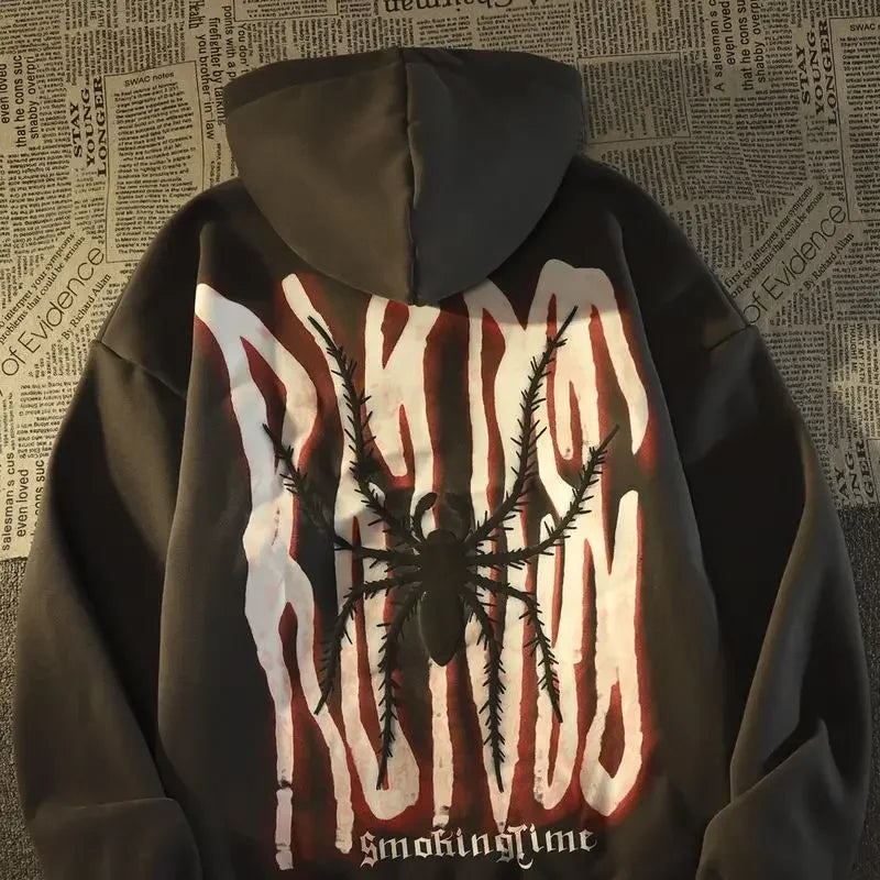Print Hoodie Women Harajuku Gothic Street Loose Cotton Top Streetwear American High Street