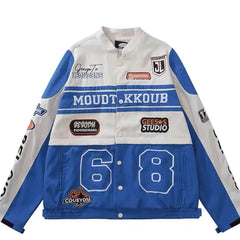 Classic American Vintage Varsity Bomber Jacket for Women with Stylish Cardigan Accents