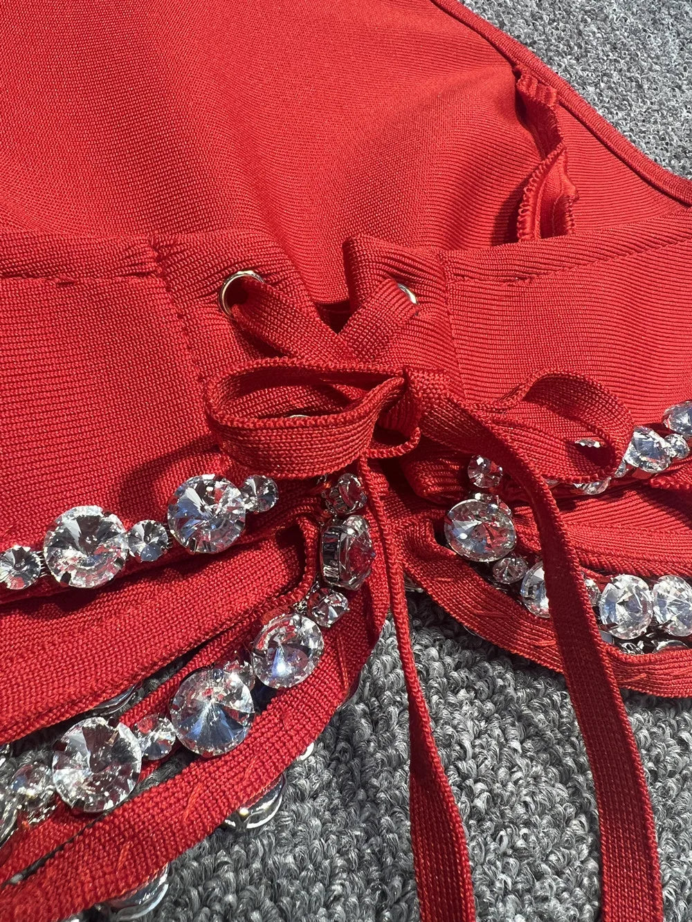 Shinning Crystal Bandage Pants Set