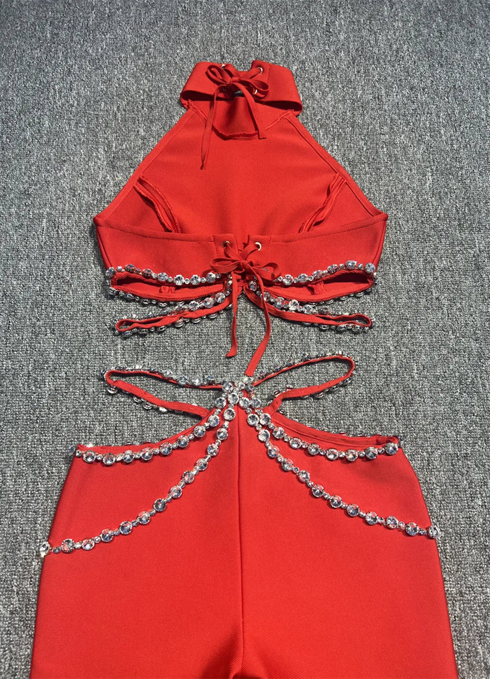 Shinning Crystal Bandage Pants Set