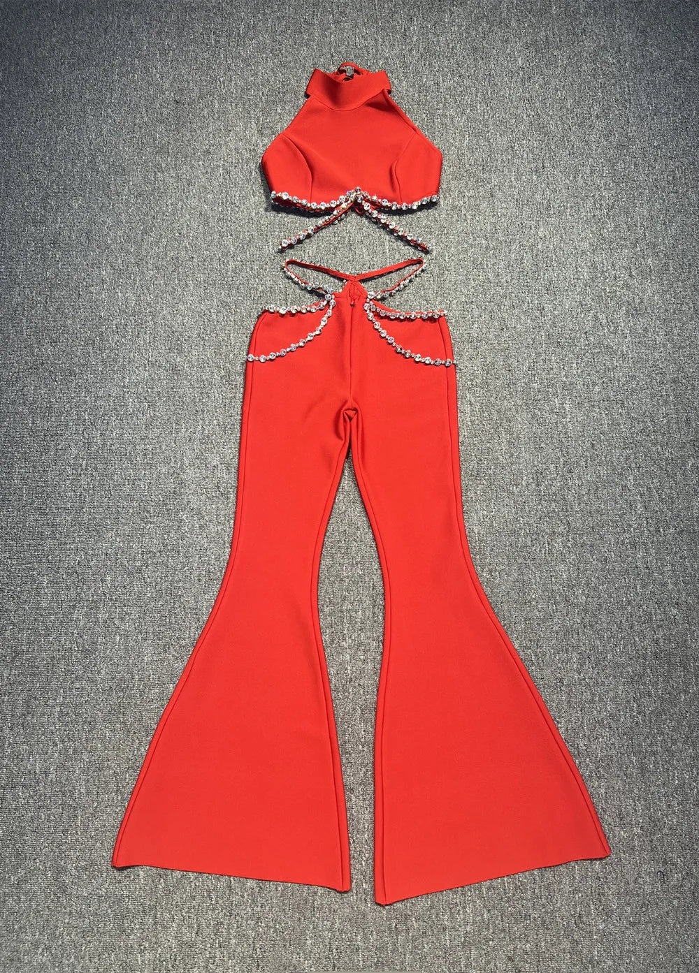 Shinning Crystal Bandage Pants Set