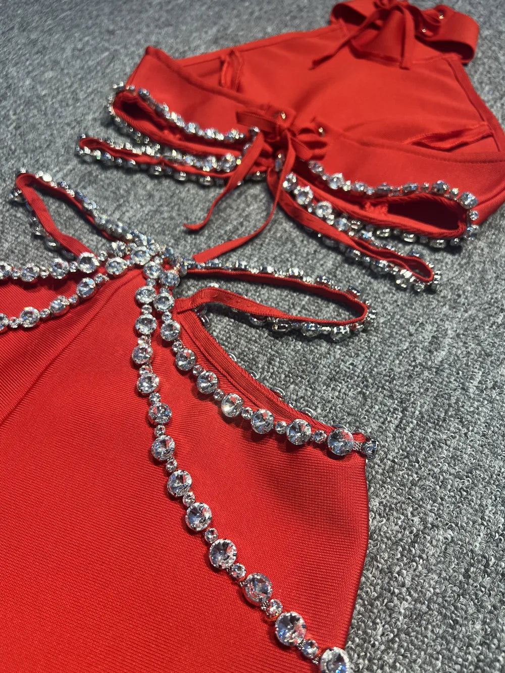 Shinning Crystal Bandage Pants Set
