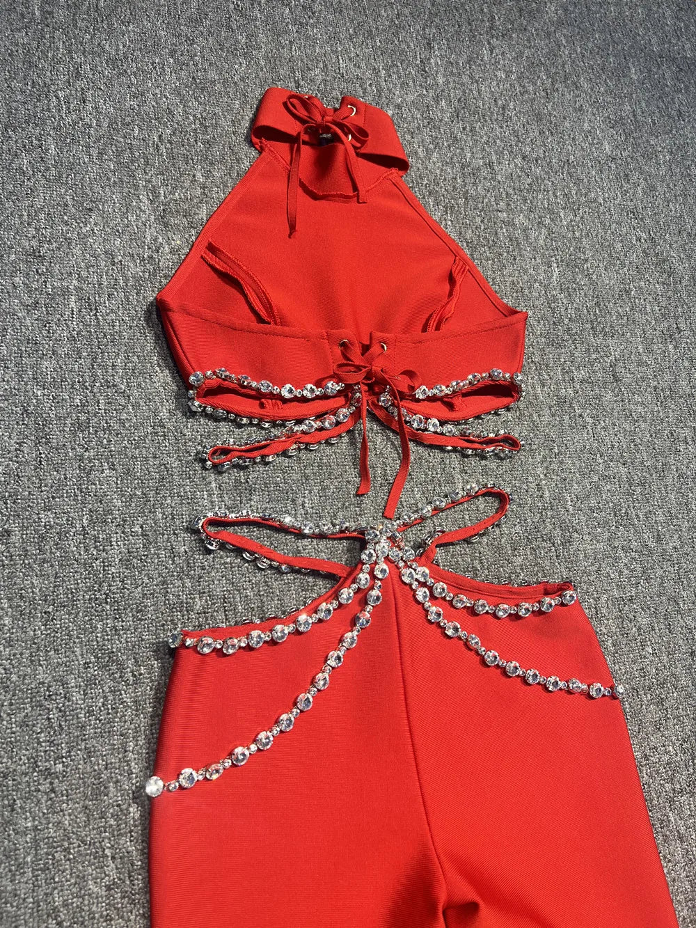 Shinning Crystal Bandage Pants Set
