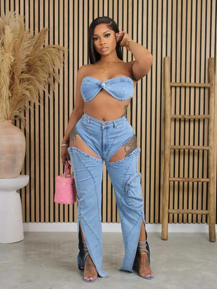 Sidney Denim Pants Set