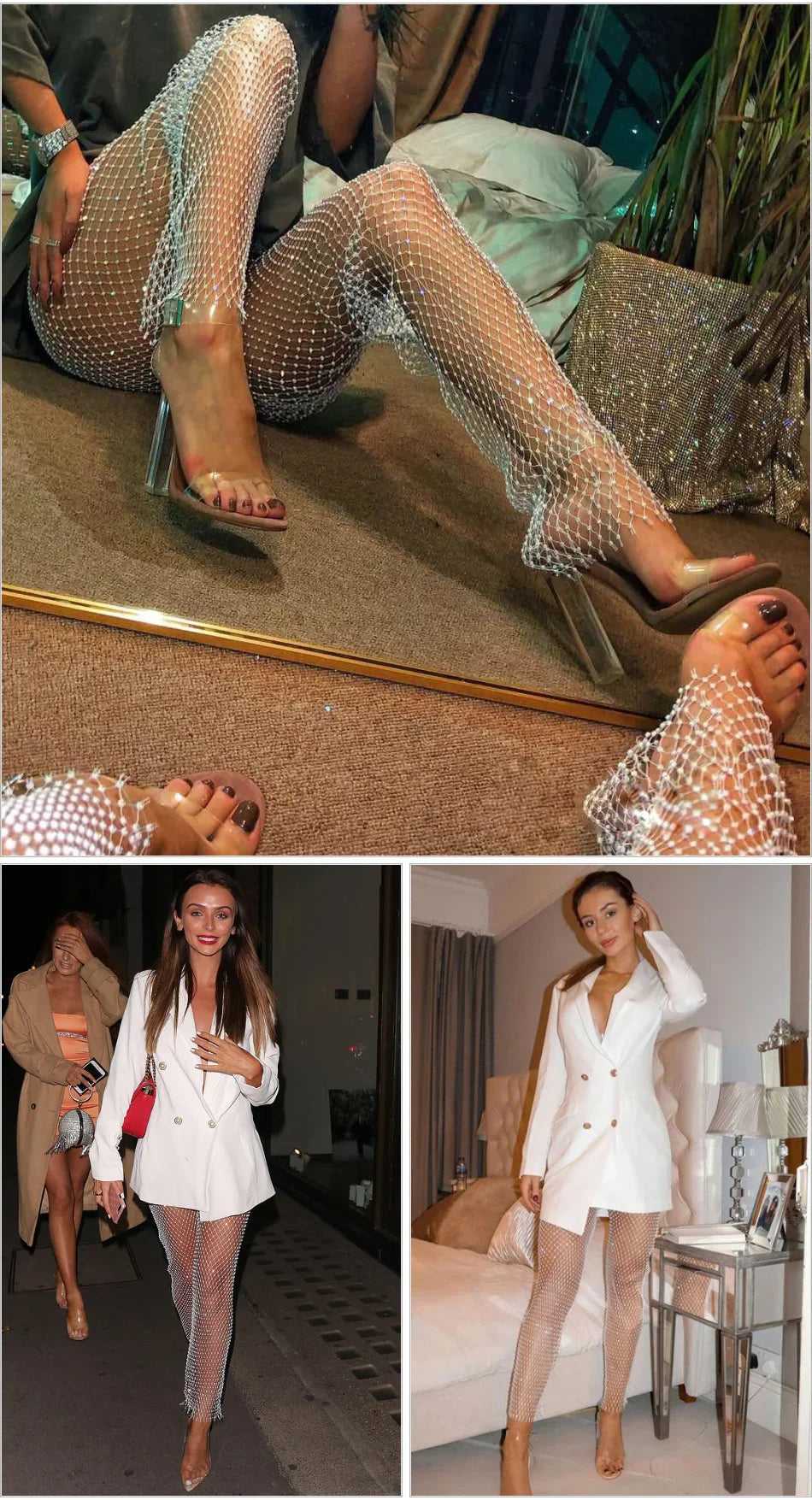 Sparkle Diamante Fishnet Trouser