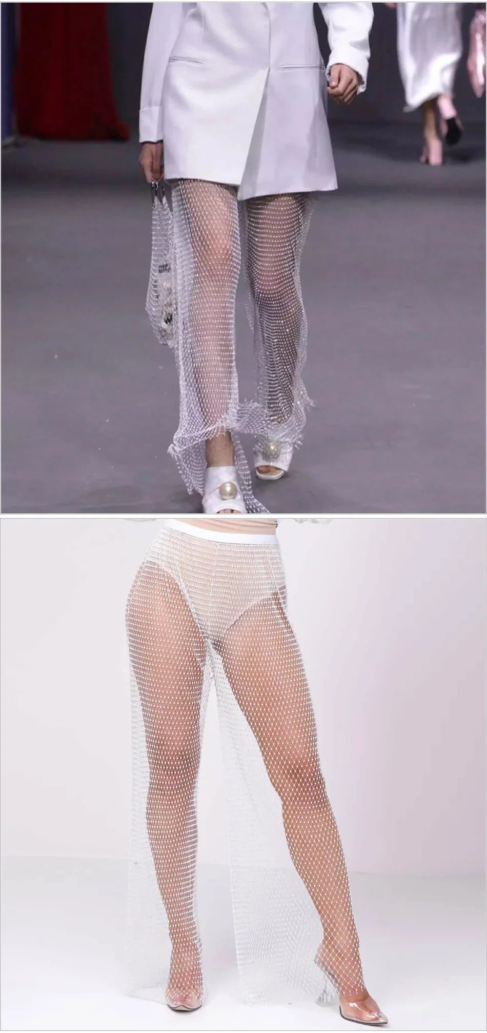 Sparkle Diamante Fishnet Trouser