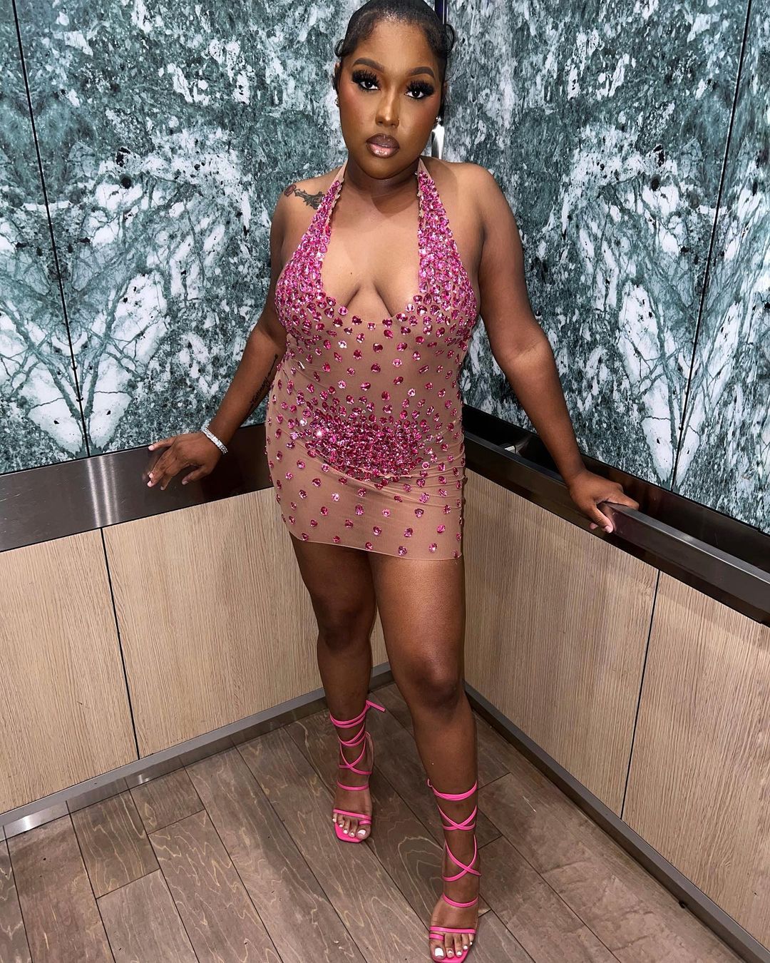 Sparkly Rhinestone Mesh Dress