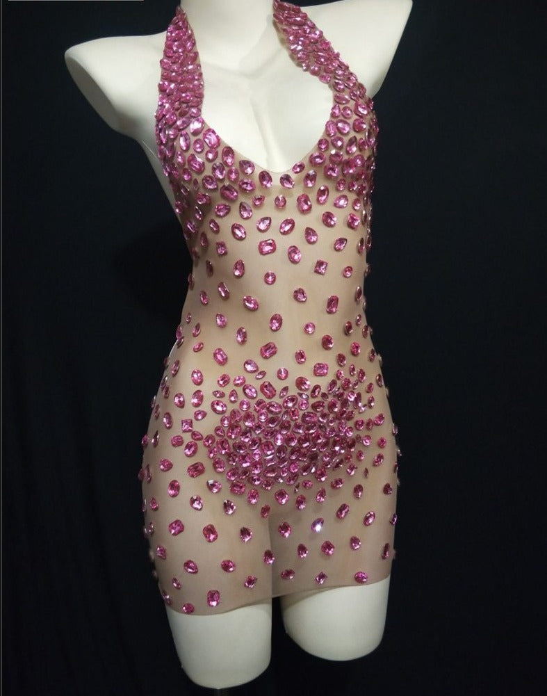 Sparkly Rhinestone Mesh Dress