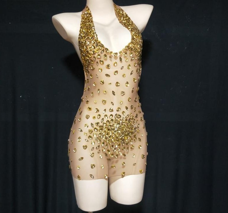 Sparkly Rhinestone Mesh Dress