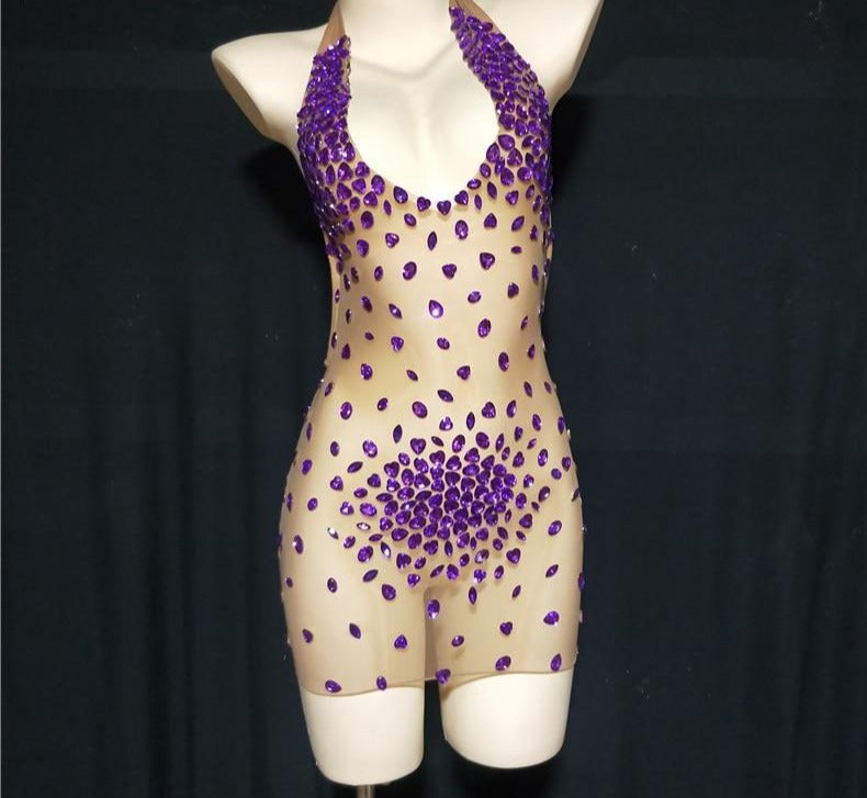 Sparkly Rhinestone Mesh Dress