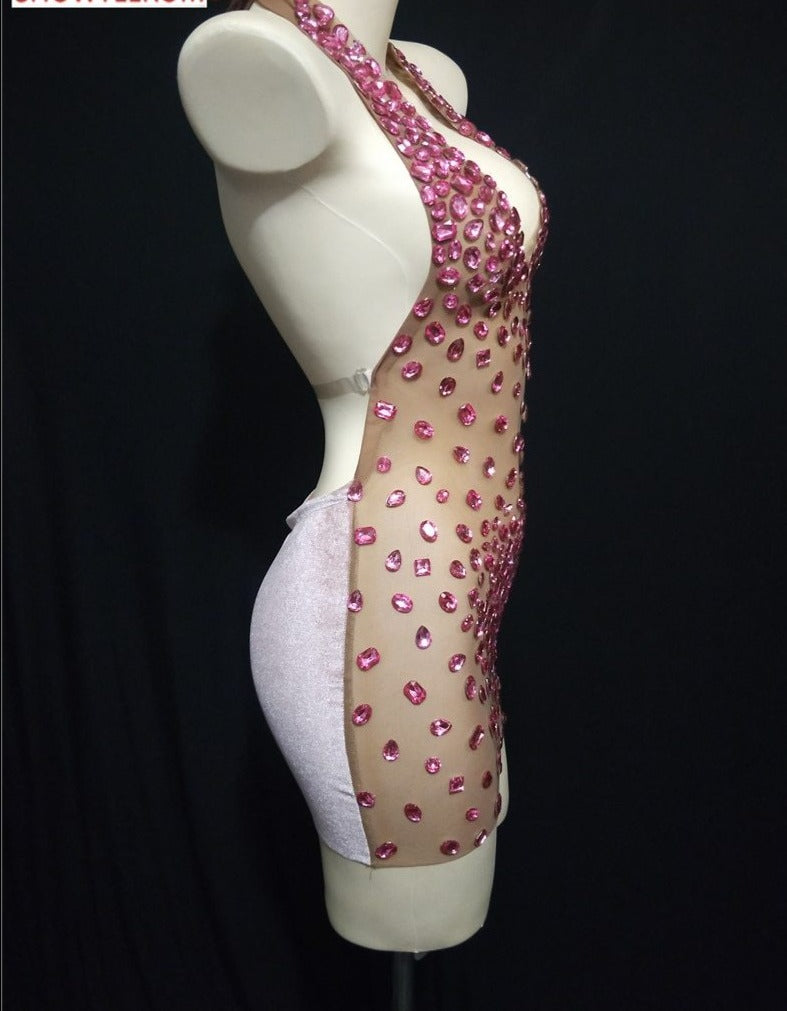Sparkly Rhinestone Mesh Dress