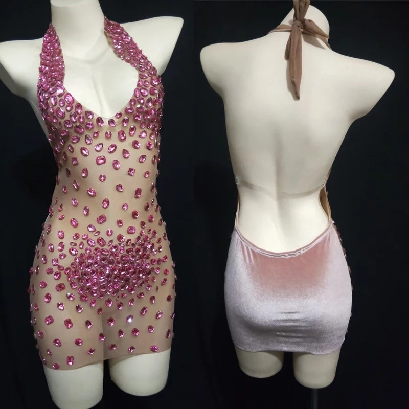 Sparkly Rhinestone Mesh Dress