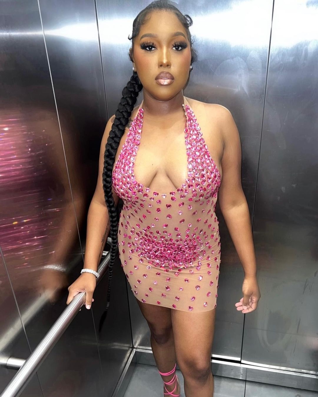 Sparkly Rhinestone Mesh Dress