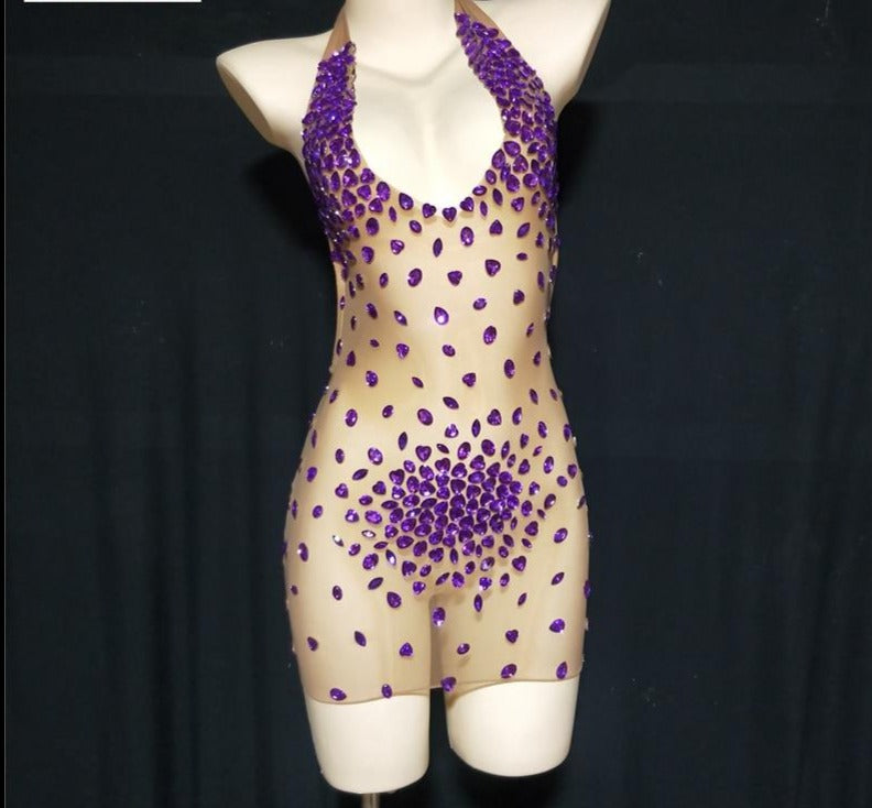 Sparkly Rhinestone Mesh Dress