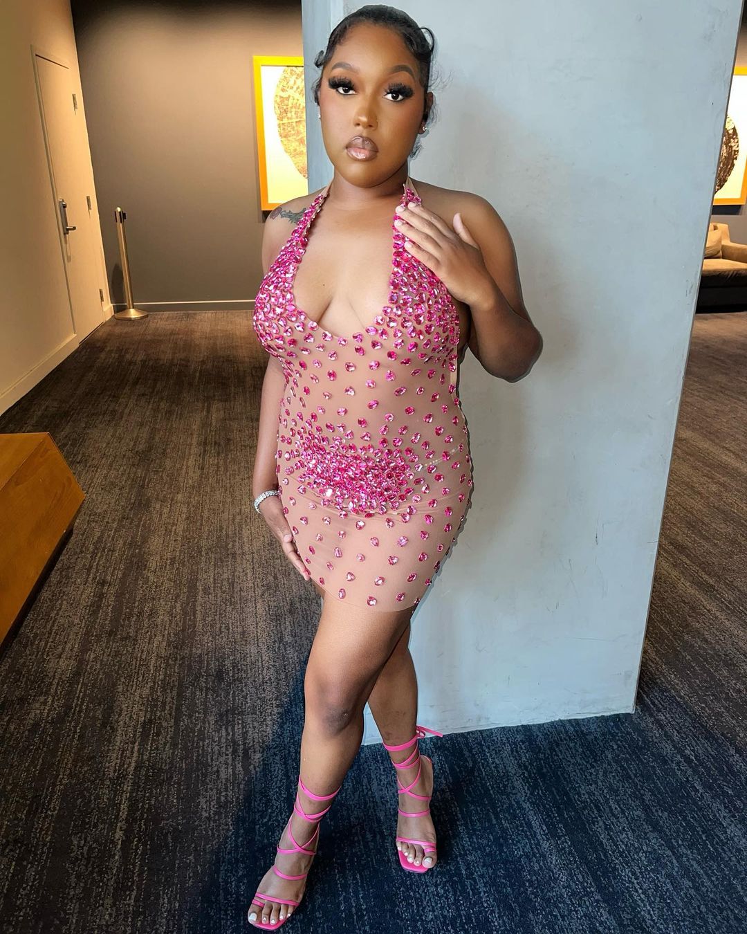 Sparkly Rhinestone Mesh Dress