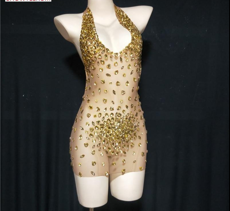 Sparkly Rhinestone Mesh Dress