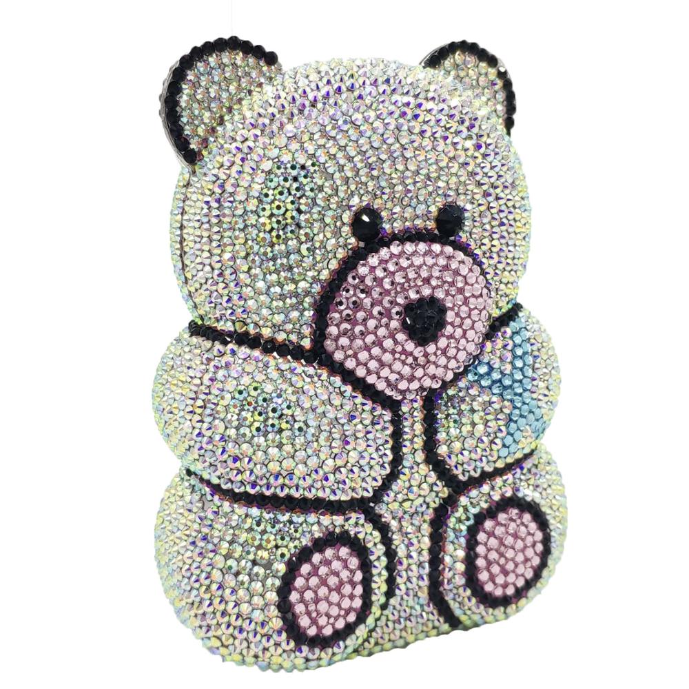 Teddy Bear Crystal Clutch Handbag