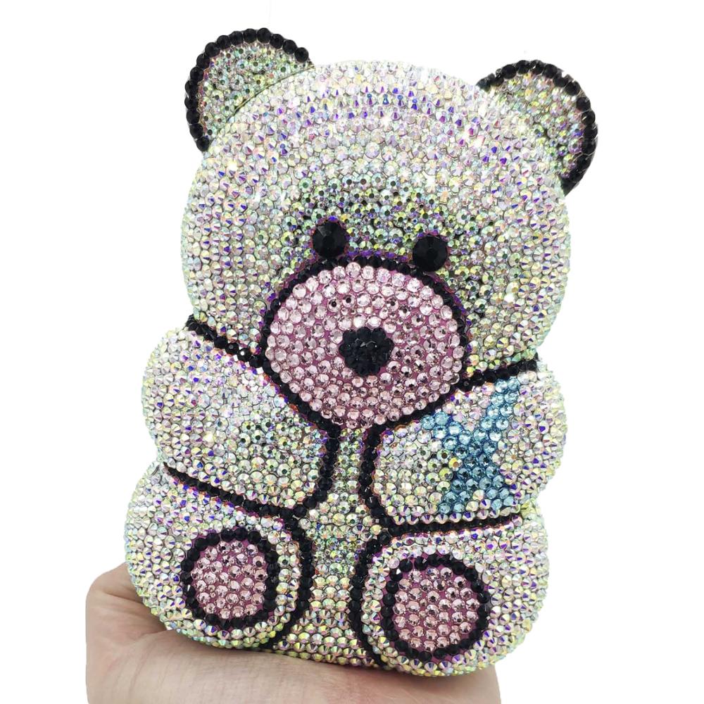 Teddy Bear Crystal Clutch Handbag