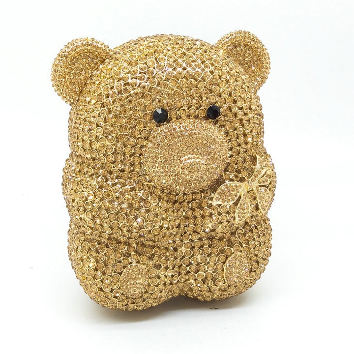 Teddy Bear Crystal Clutch Handbag