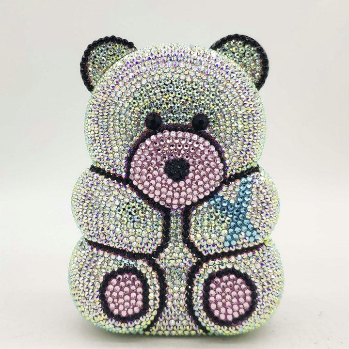 Teddy Bear Crystal Clutch Handbag