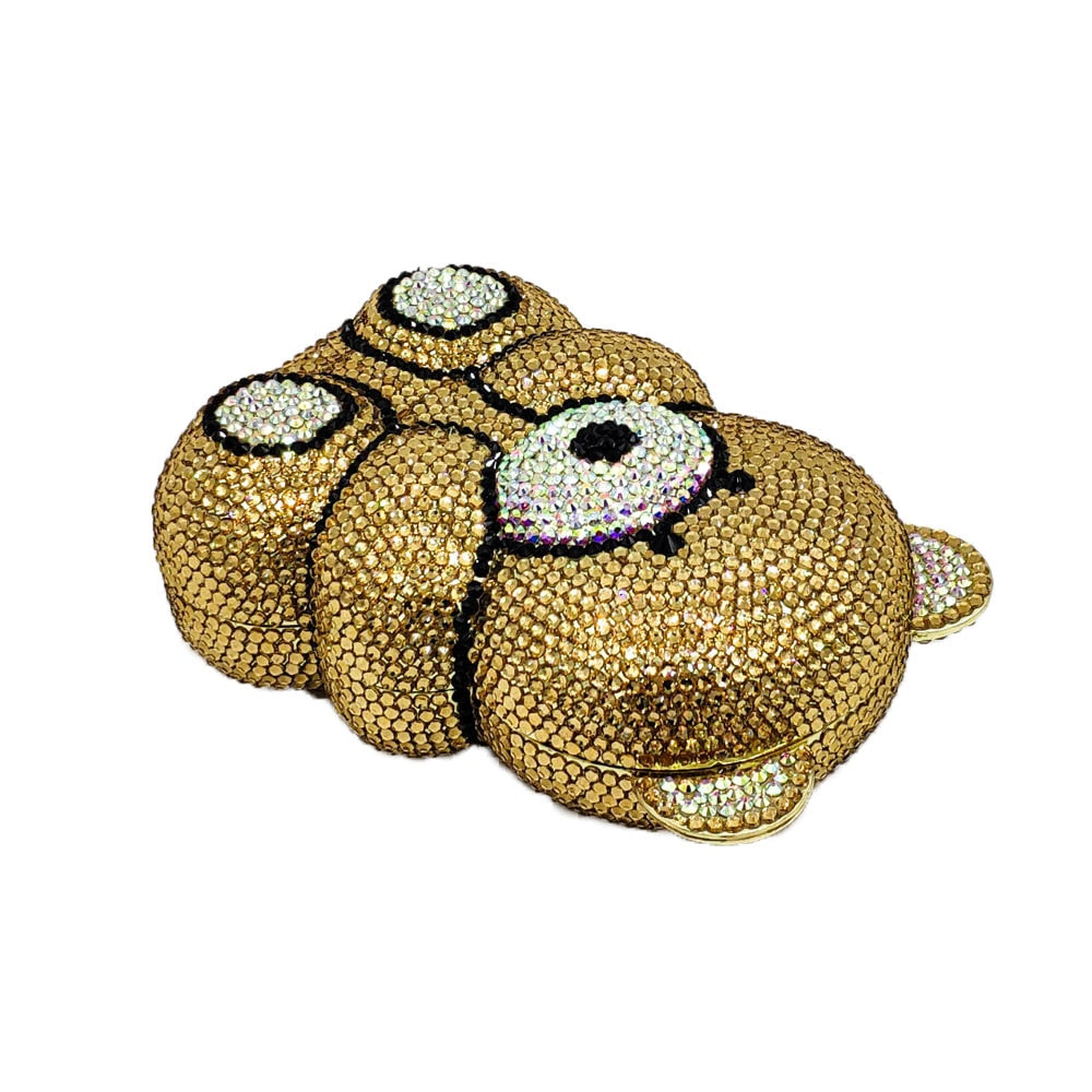 Teddy Bear Crystal Clutch Handbag