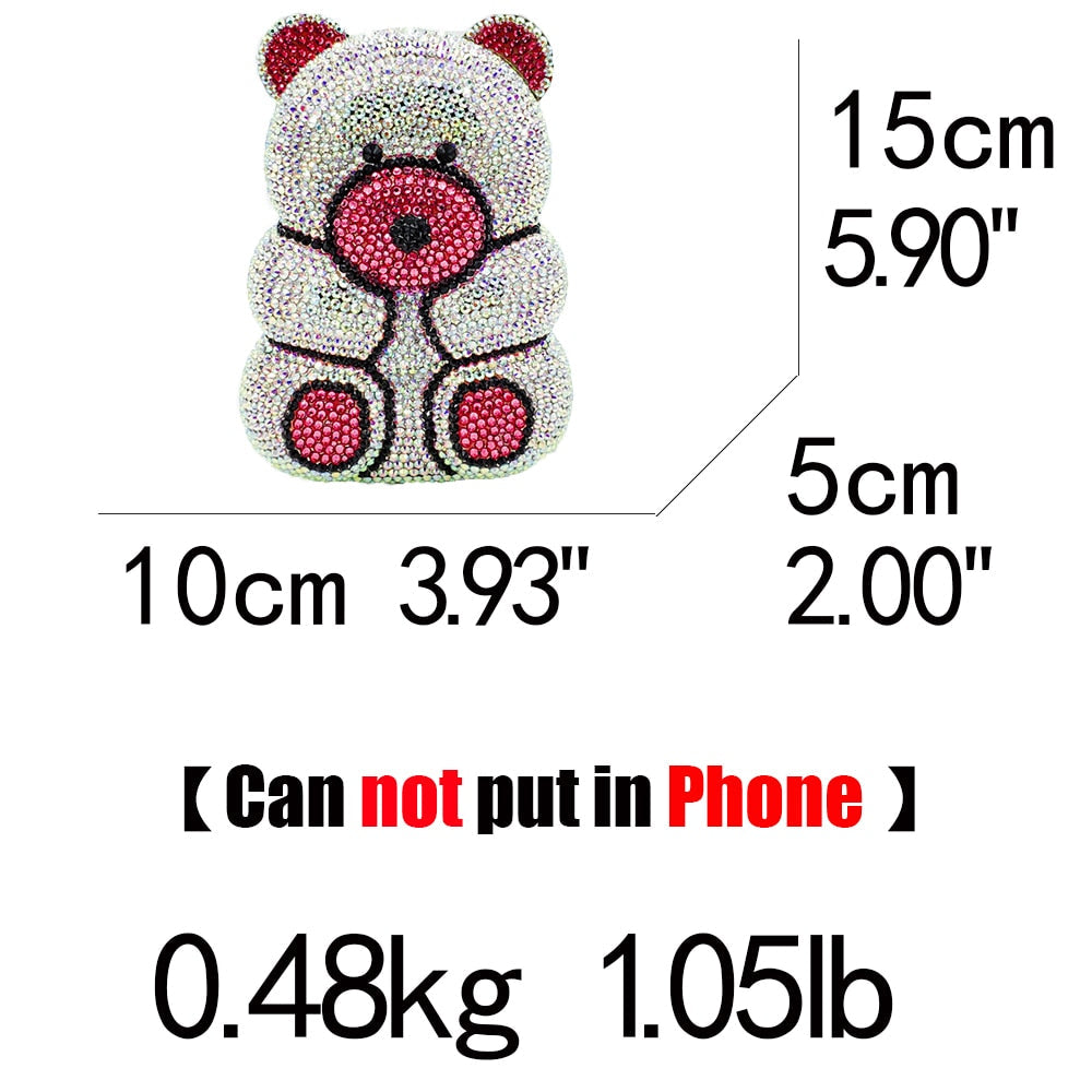 Teddy Bear Crystal Clutch Handbag