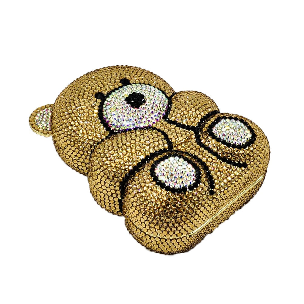 Teddy Bear Crystal Clutch Handbag
