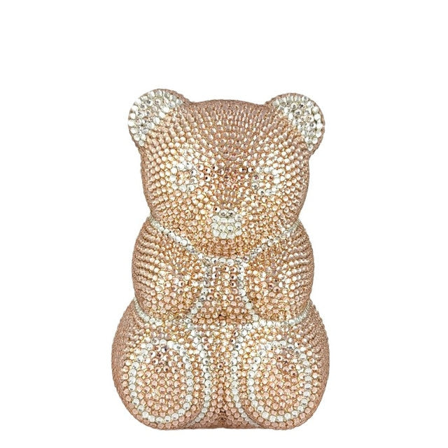 Teddy Bear Crystal Clutch Handbag