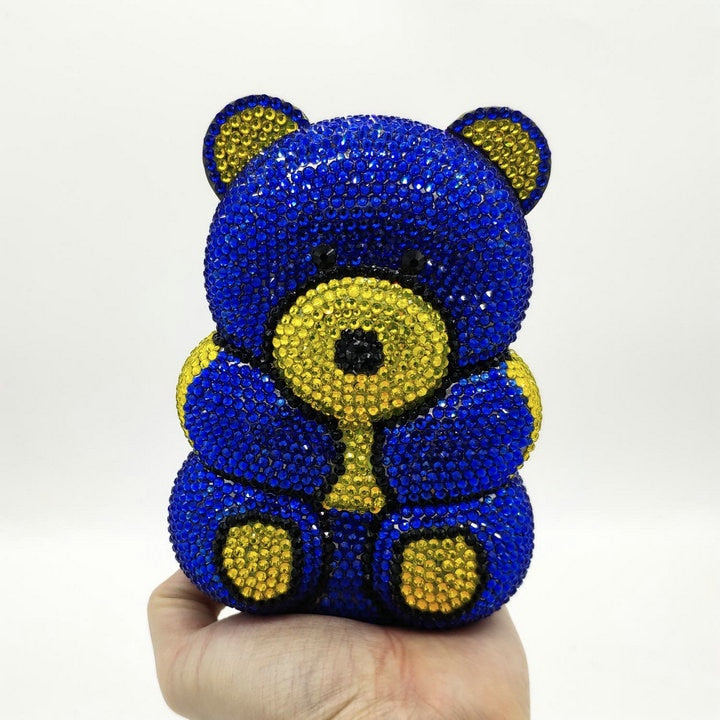 Teddy Bear Crystal Clutch Handbag