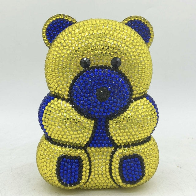 Teddy Bear Crystal Clutch Handbag