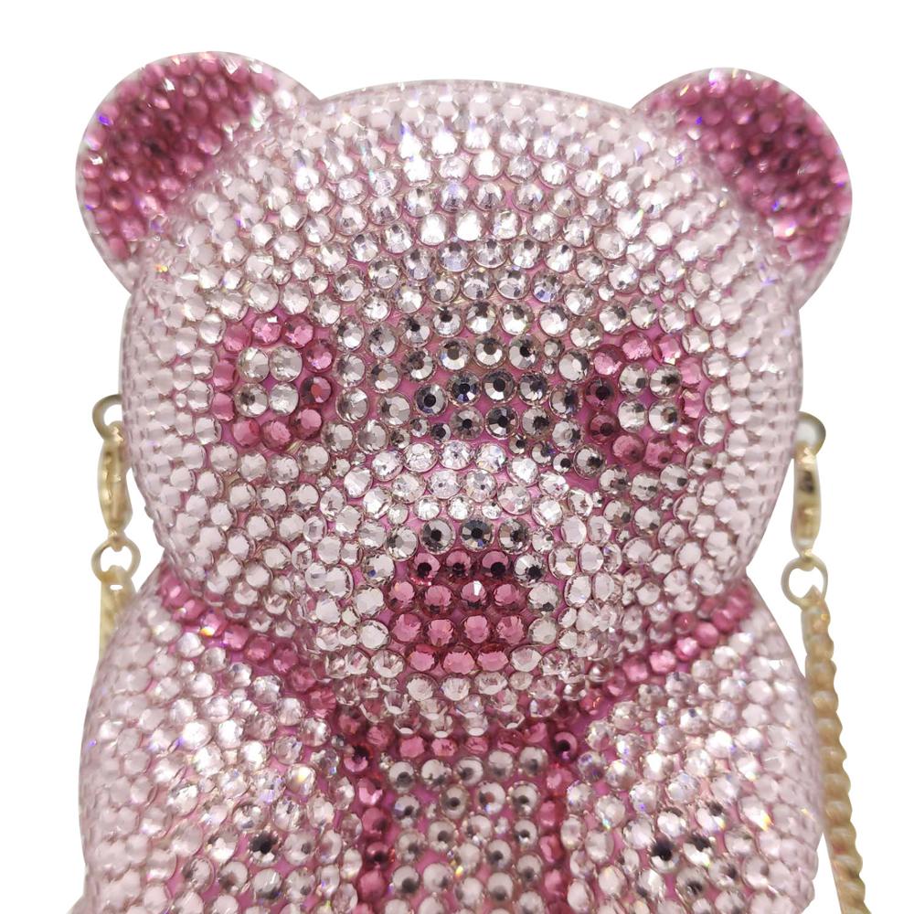 Teddy Bear Crystal Clutch Handbag