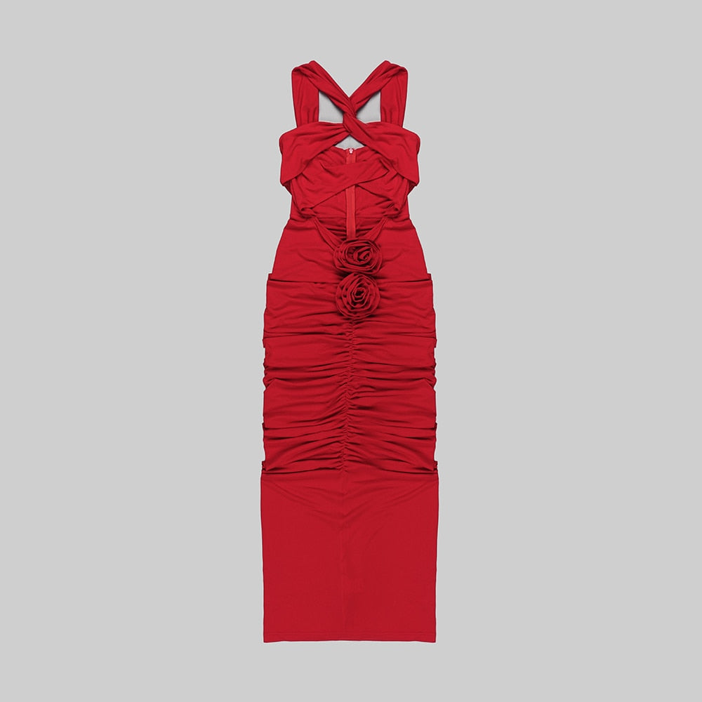 The Hottest Ruched Midi Dress
