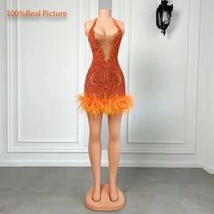 The One Crystal Feather Mini Dress