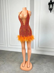 The One Crystal Feather Mini Dress