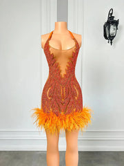 The One Crystal Feather Mini Dress