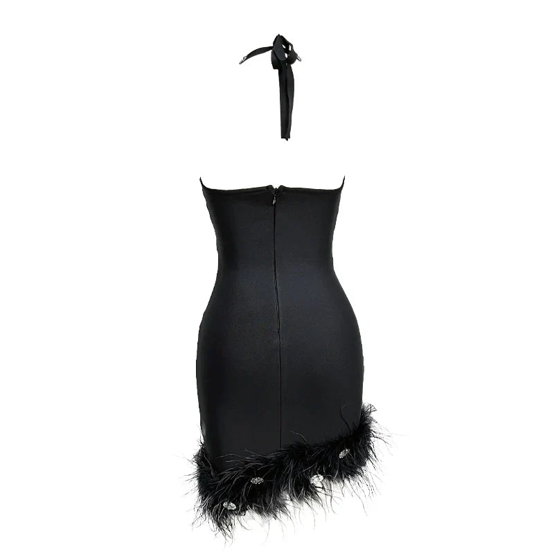 Tia Feather Bandage Mini Dress