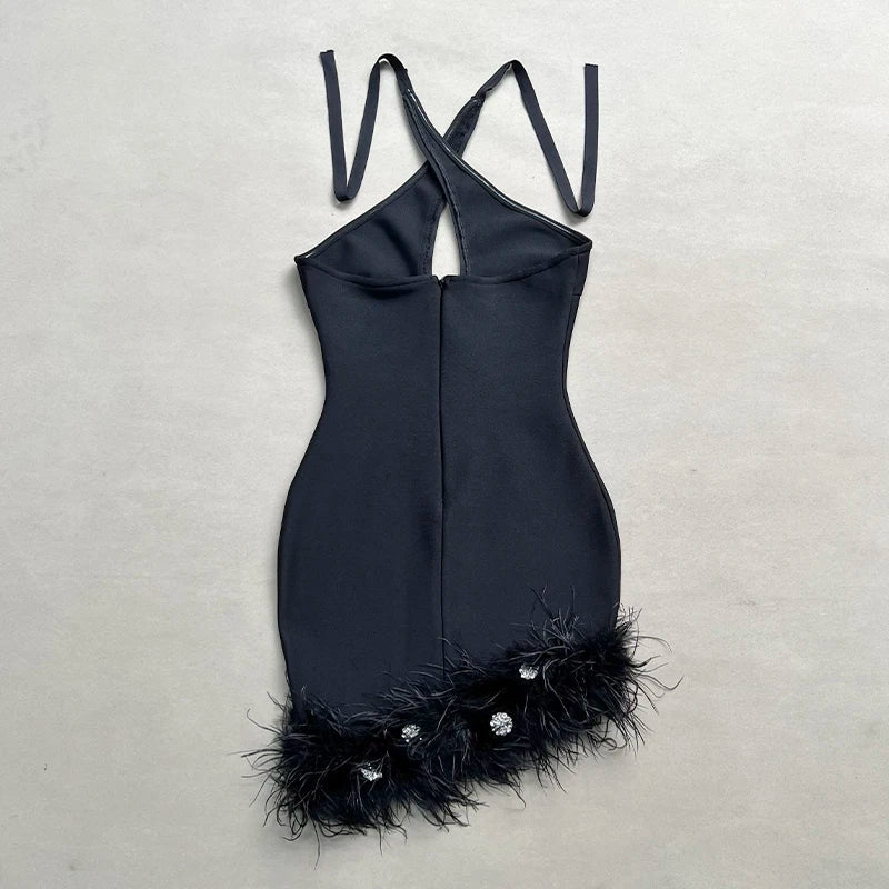 Tia Feather Bandage Mini Dress