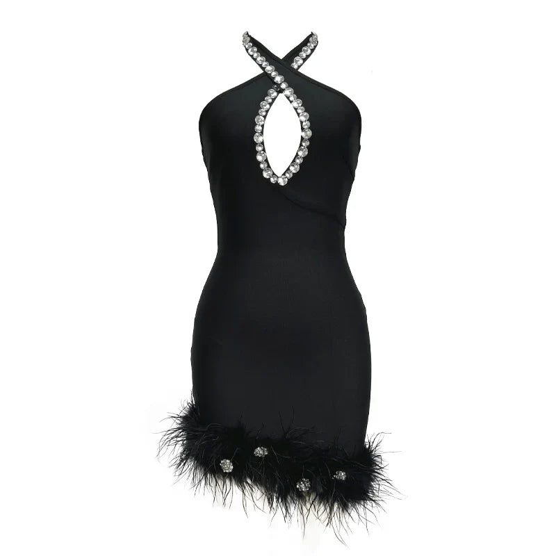 Tia Feather Bandage Mini Dress