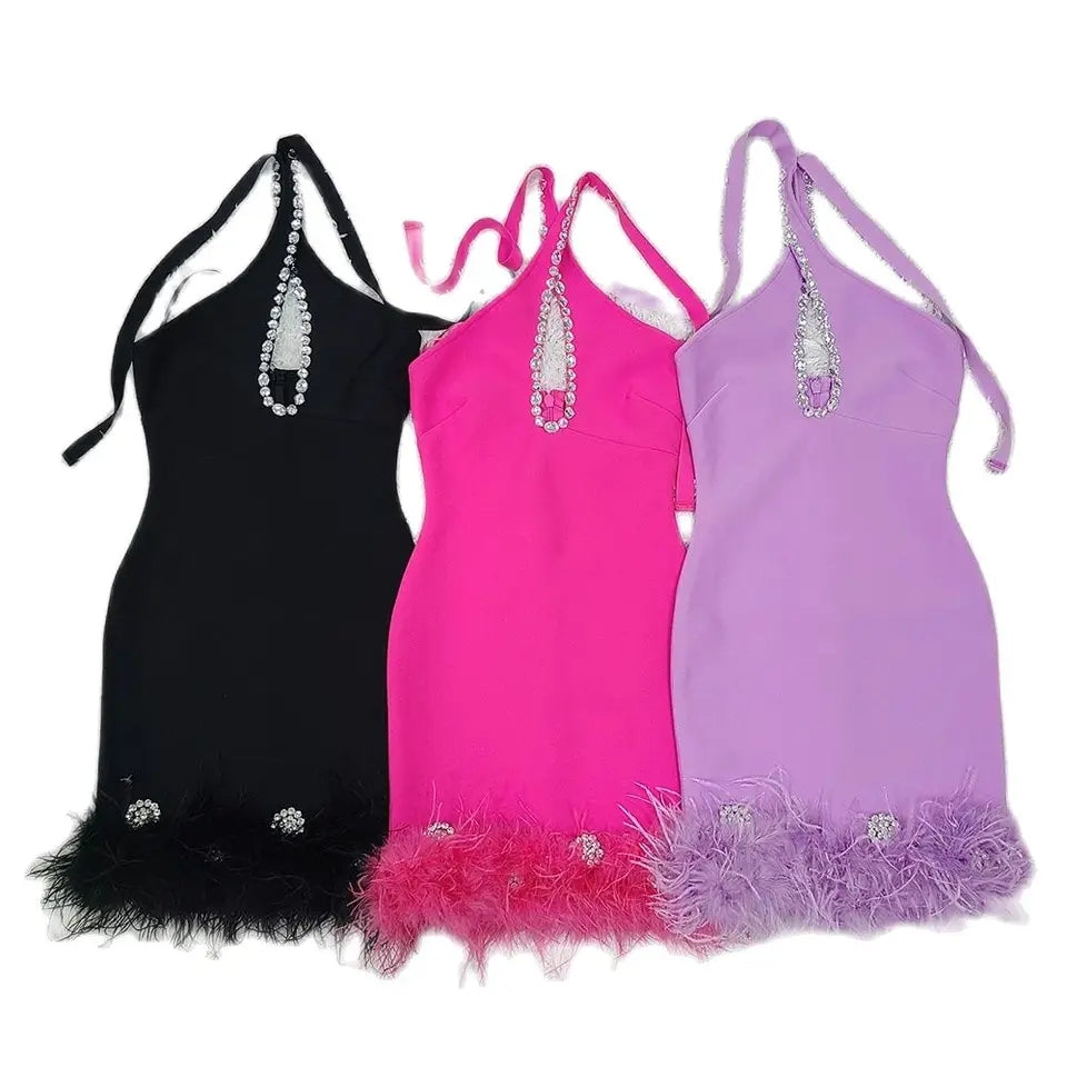 Tia Feather Bandage Mini Dress