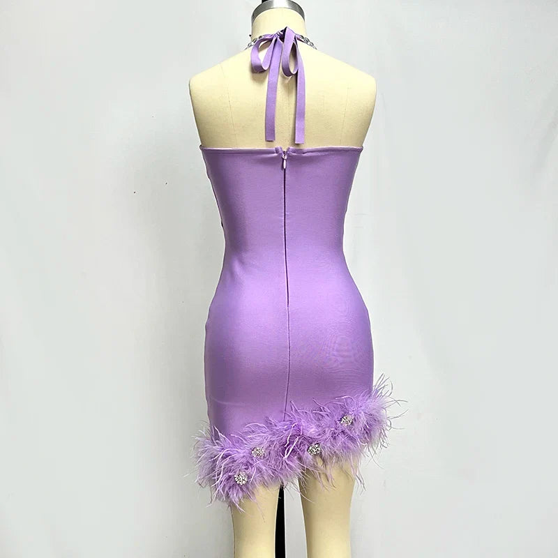 Tia Feather Bandage Mini Dress