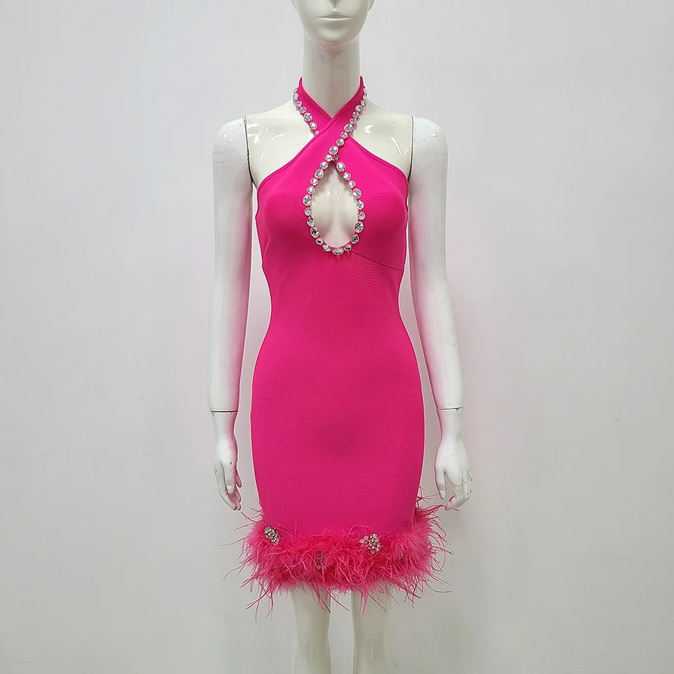 Tia Feather Bandage Mini Dress