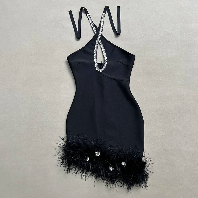 Tia Feather Bandage Mini Dress