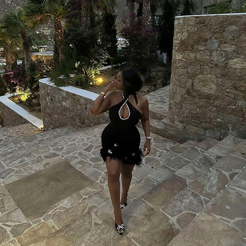 Tia Feather Bandage Mini Dress