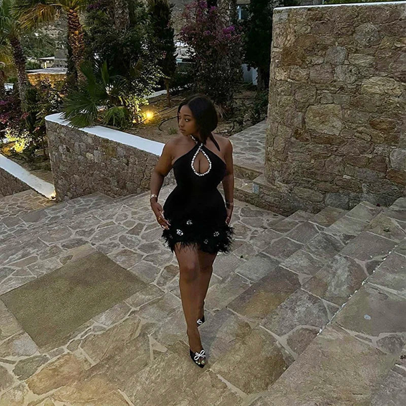 Tia Feather Bandage Mini Dress