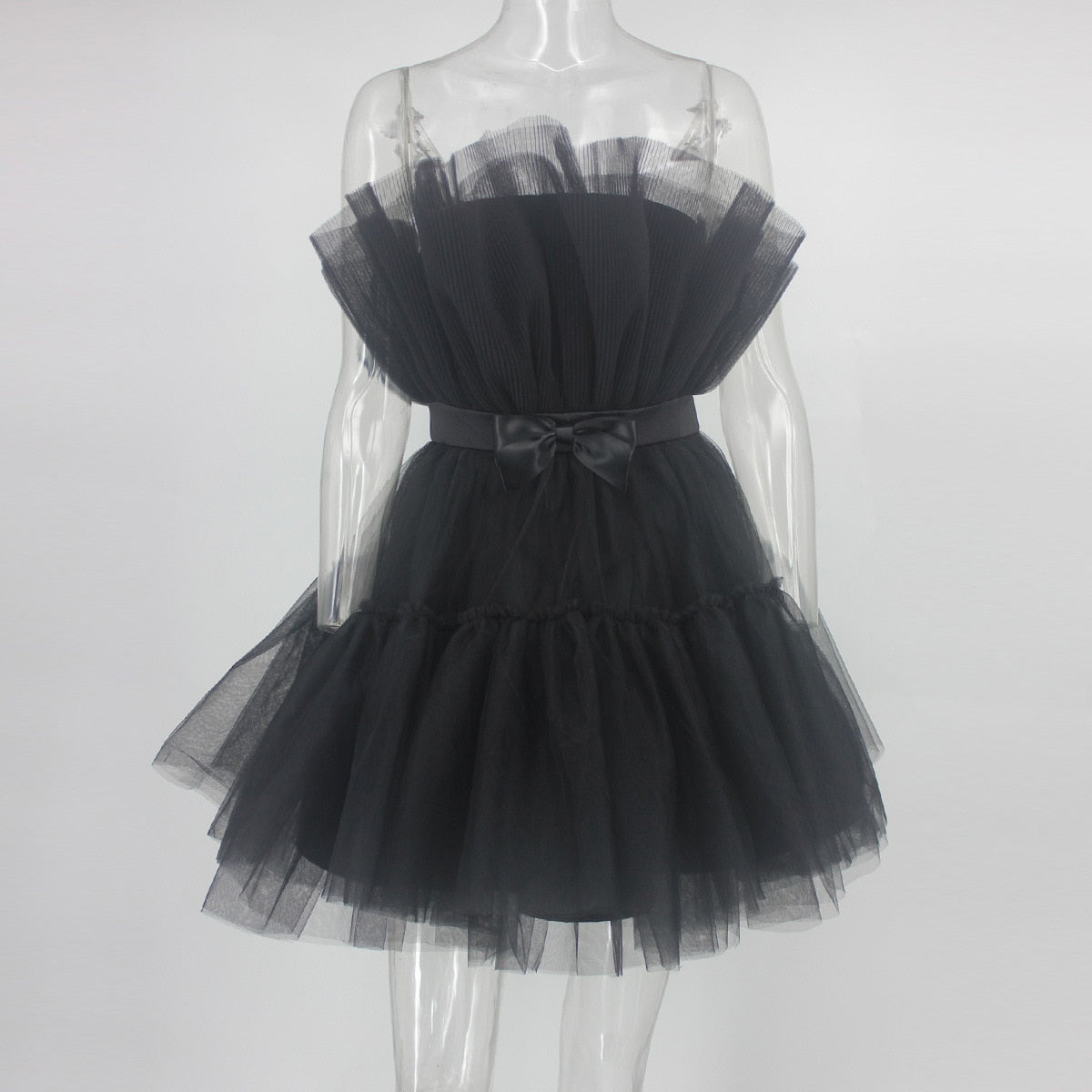 Tutu Off Shoulder Mesh Mini Dress