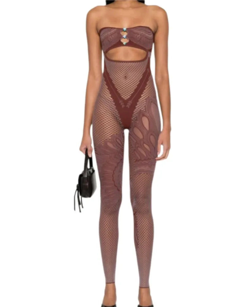 Tysha Mesh Strapless Jumpsuit